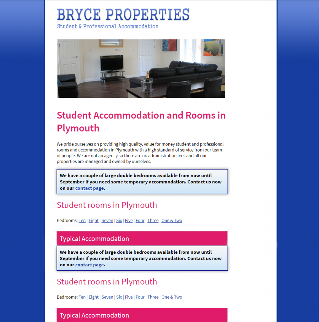 The 2013 iteration of the Bryce Properties website